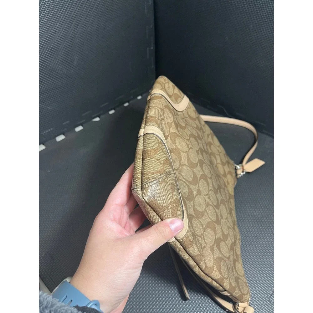 Coach Signature Peyton File Shoulder/Crossbody‎ Bag Tan Cream #F18926 Womens
